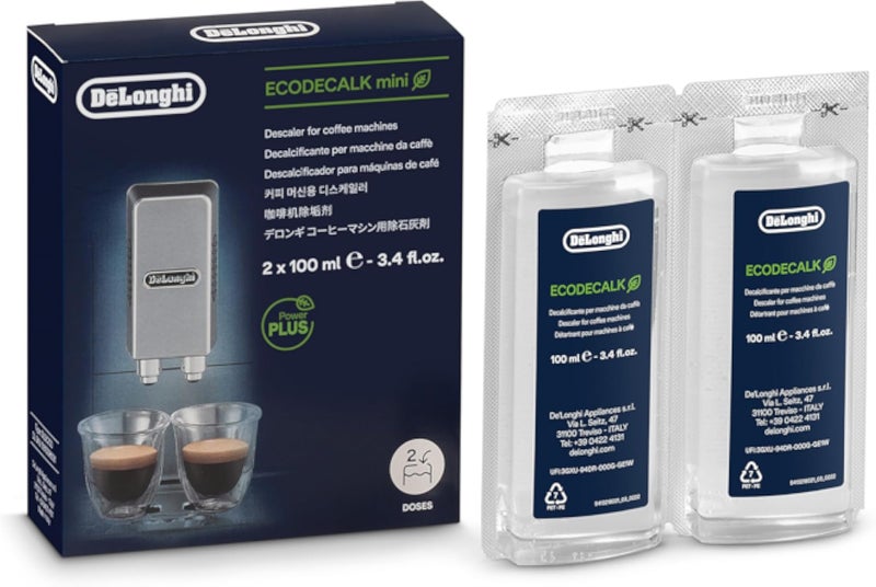 De'Longhi EcoDecalk Descaler, Eco-Friendly Universal Descaling Solution for Coffee & Espresso Machines, 2-Pack 100ml*2 (1 use per pack)